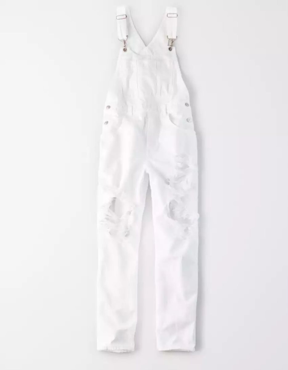 Jean American Eagle AE Ripped '90s Boyfriend Denim Overall Blanche Femme | ZRT-35821524